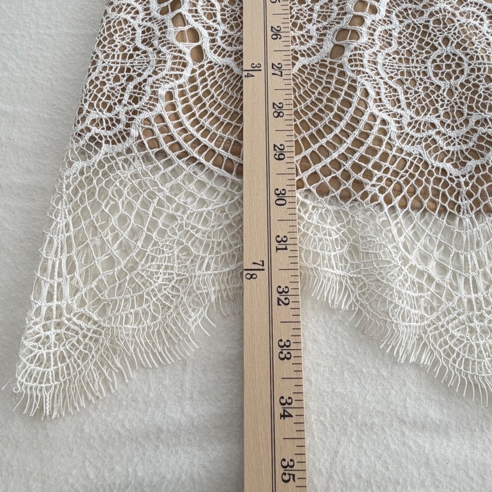 For Love & Lemons Grace Bridal Ivory Lace Mini Dress XS Nude Mesh Long Sleeve - Picture 16 of 16